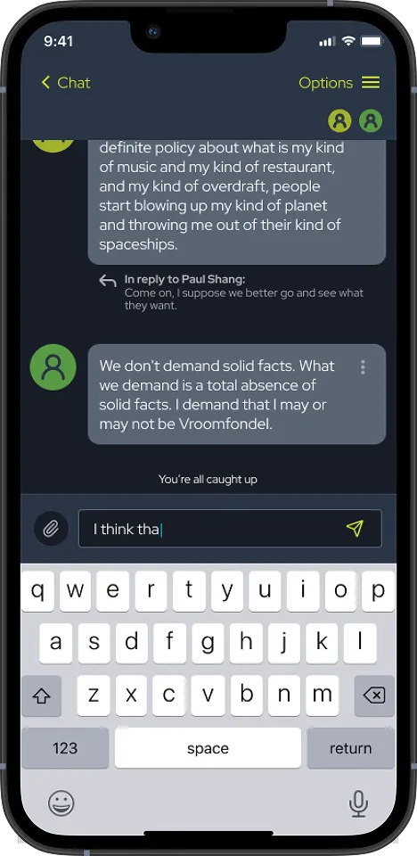 SoGood Community app: chat messages