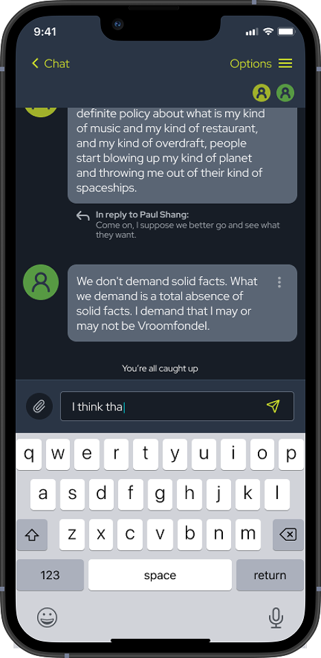 SoGood Community app: chat messages