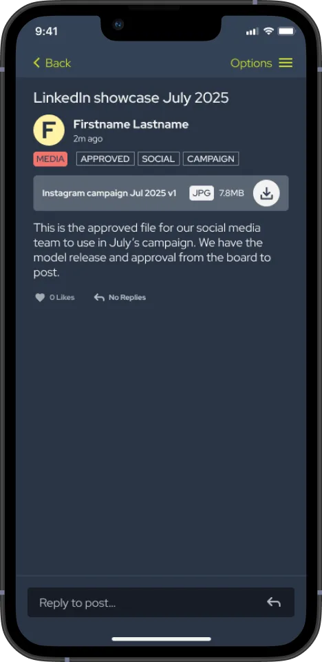 SoGood Community app: file attached to a post
