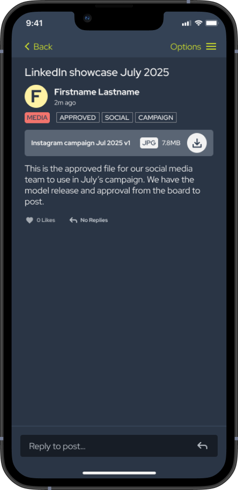 SoGood Community app: file attached to a post